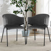 Set of 2 Grey Dining Chairs Velvet Padded Seat Metal Legs Kitchen