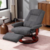 Swivel Recliner Chair with Footrest Wooden Base for Living Room Bedroom, Grey