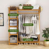 Neo Clothes Storage Rack Bamboo Garment with Shelf Hanging Rail
