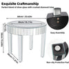 Elegant Round Mirrored Coffee Table with Crystal Inlay Bling Silver Accent Table