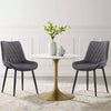 Set of 2 Velvet Dining Chairs Padded Seat Kitchen Chairs Metal Leg Blue Grey