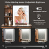 Dressing Table Vanity Set Makeup Stool 3-Drawer Chest Storage LED Light-Coffee