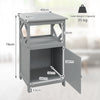 74CM Bathroom Cabinet Floor Storage Cabinet Organizer Narrow Side Cabinet Grey