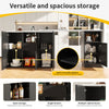 EXTENDABLE BAR KITCHEN ISLAND TABLE STORAGE CABINET SHELVES DINING ROOM BLACK