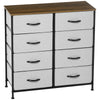 8 Drawer Fabric Chest of Drawers w/ Wooden Top for Hallway Grey