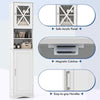 Living Room Freestanding Storage Cabinet w/5 Adjustable Shelves-White