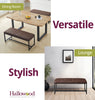 Dining Bench, Brown Leather Effect Fabric Seat Bench with Black Metal Legs 110cm