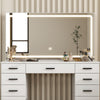 Dressing Table and Stool set 11 Drawer Makeup Table with Glass Top Vanity Desk