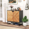 Console Cabinet Sideboard Buffet Cabinet with shelf and Metal Legs-Black