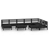 10 Piece Garden Lounge Set Solid Wood Pine Black