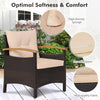 3-Piece Patio Rattan Furniture Set Garden Table and Chairs W/ Cushion
