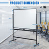 Double Sided Magnetic Whiteboard Adjustable Mobile Revolving Board with Magnets