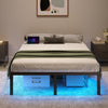 4ft6 Double Bed Mattress Foundation Metal Iron Bed Frame with Under-bed Lebspyjv