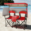 COSTWAY Double Folding Camping Chair Outdoor Portable Loveseat w/Canopy-Red