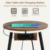 Small Side Table with 3-Tier Storage LED Lighted Sofa End Table Charging Station