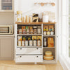 Freestanding Storage Cabinet w/ 3 Doors & 2 Large Drawers-White