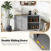 GYMAX Freestanding Kitchen Storage Cabinet Floor Storage Cabinet Sliding Door