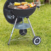 57cm Charcoal Grill BBQ with Thermometer, Stand Wheels& Cooker with Porcelain