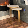 Set of 2 Round Nesting End Table Stacking Coffee Table Slate Top for Side Corner