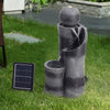 Outdoor Solar Garden Water Feature Auto Water Flowing Rockery Fountain w/ Lights