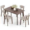 Chic 5-Piece Dining Table Set for 4 Wooden Table & 4 Upholstered Chairs Brown
