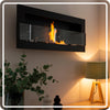 Bio Ethanol Fireplace 900x400 - Wall-Mounted - Black Matt - With Glass - Set