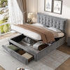 Ottoman Storage Gas Lift Bed Upholstered 4ft6 Double Bed Frame with Drawer Grey