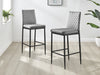 2x Milan Diamond Pattern Faux Leather Grey Bar Stools With Black Legs Set of 2
