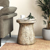 2-in-1 Outdoor Rock Round Side Table Patio Stool Coffee Table Weather Resistant