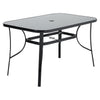 Rectangle Garden Table 120cm Black Outdoor Yard Cafe Dining Table w Parasol Hole