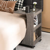 C-Shaped End Table Mobile Sofa Side Table Bedroom Rolling Coffee Table W/Storage