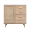 Rattan Buffet Cabinet Storage Sideboard Bar Accent Cabinet 1 Door and 4 Drawers
