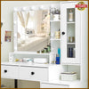 Dressing Table with LED Mirror Modern Makeup Desk Vanity Table + Glass Cabinet