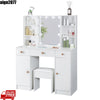 White Dressing Table with Large Mirror 3 Drawers Stool Makeup Desk Vanity Set