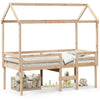 High Bed with Roof 80 x 200 Solid Pine Wood, Bed, Bed Frame, Mezzanine T8E3