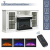 60" White TV Stand Electric Fireplace 3 Color LED Flame Wood Storage Cabinet