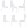 120cm Dining Table With 4/6 Chairs Set Glass Top Faux Leather Home Kitchen White