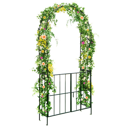 230CM Garden Arch Arbor TrellisTall Heavy-Duty Metal Arbour Archway w/Gate
