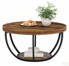 Round Coffee Table, Industrial 2-Tier Circle Coffee Table with Storage Shelves