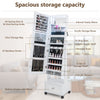 Standing Jewelry Armoire Lockable Jewelry Cabinet Vanity Mirror with LED Light