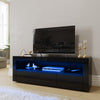 120cm TV Unit Cabinet TV Stand Black High Gloss with LED Lights Storage Drawers