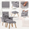 Lazy Single Sofa Couch 5 Adjustable Cotton Linen Fabric With Headreat+Ottman