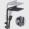 Bathroom Shower Mixer Set 8'' Square Black Taps Twin Over Head Exposed Valve Bar