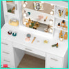 Dressing Table Set Makeup Desk w/ LED Light Mirror 7 Drawers Vanity Table White