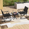 3 Piece Patio Rocking Set 2 Rocking Chairs w/ Side Table-Black