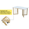 Dining Table with Metal Legs 140 cm Rectangle Marble Effect White Kitchen Table