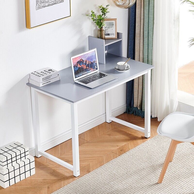 Grey Computer Table Modern Grey Computer Table Study Desk PC Laptop Table Workstation Home ...