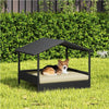 Wicker Dog House, Raised Pet Bed with Cushion Canopy, for Small to Medium Dogs