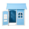 Large Wooden Playhouse with Doors, Windows, Apex Roof for Kids Children- Blue UK