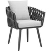 Garden Chair Outdoor Armchair Aluminium Frame Rope String Thick Cushions